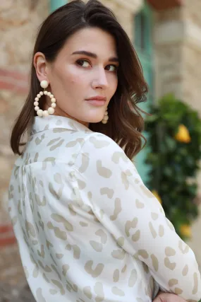 Chemisier Clemence imprimé soyeux - Léopard Beige