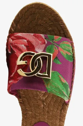 Mules plates en jacquard motif rose DG Espadrillas