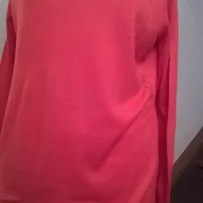 Pull long en coton et viscose couleur corail