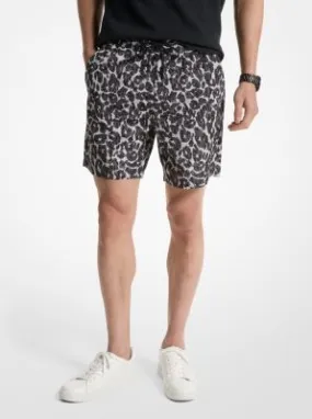 Short à logo motif léopard